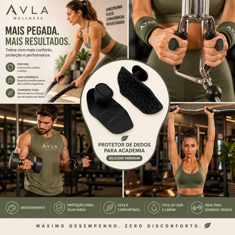 Protetor de Dedos para Academia em Silicone Antiderrapante | Treino com Mais Conforto e Segurança | Avla Wellness - Produto Original