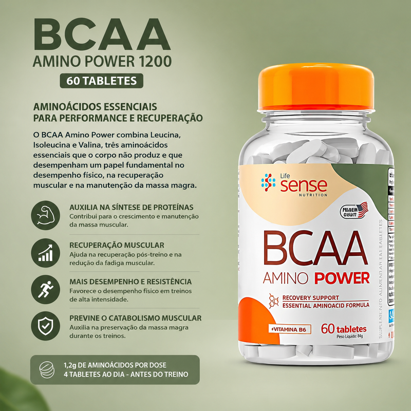 Bcaa 1.200mg 60 Tabletes - Life Sense Nutrition | Avla Wellness – Cápsulas Originais