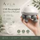 Massageador Elétrico para Couro Cabeludo Recarregável USB IPX7 | 5 Modos de Massagem 3D | AVLA Wellness - Produto Original