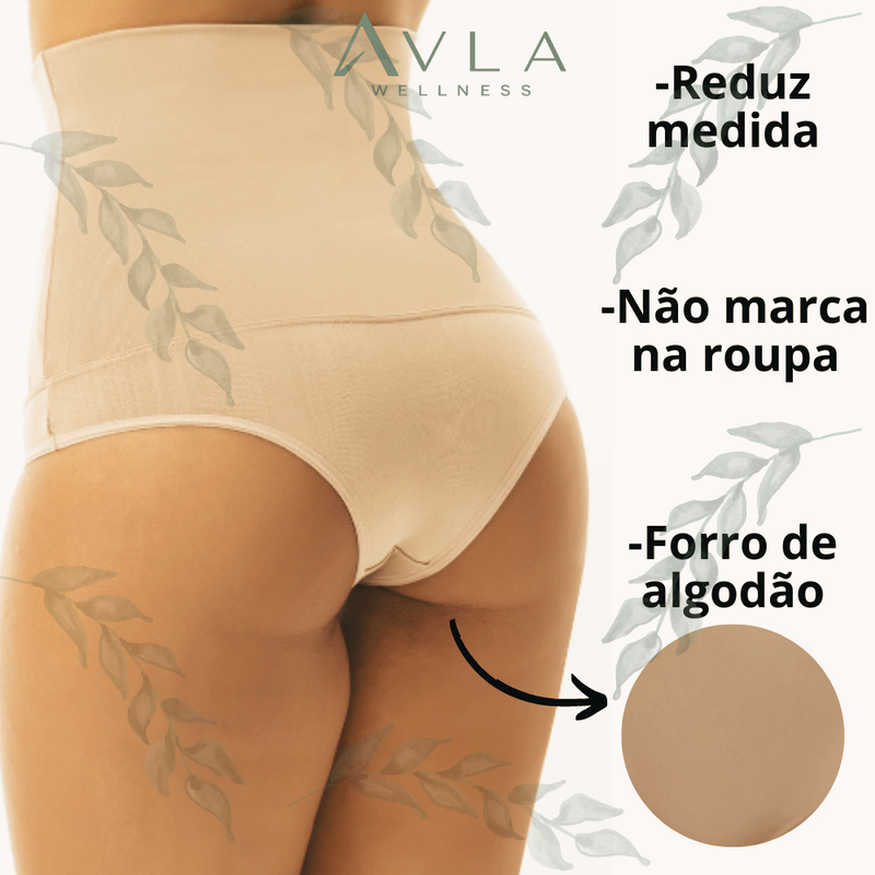 Calcinha Cinta Modeladora Cintura Alta em Suplex com Compressão e Forro 100% Algodão | AVLA Wellness - Produto Original